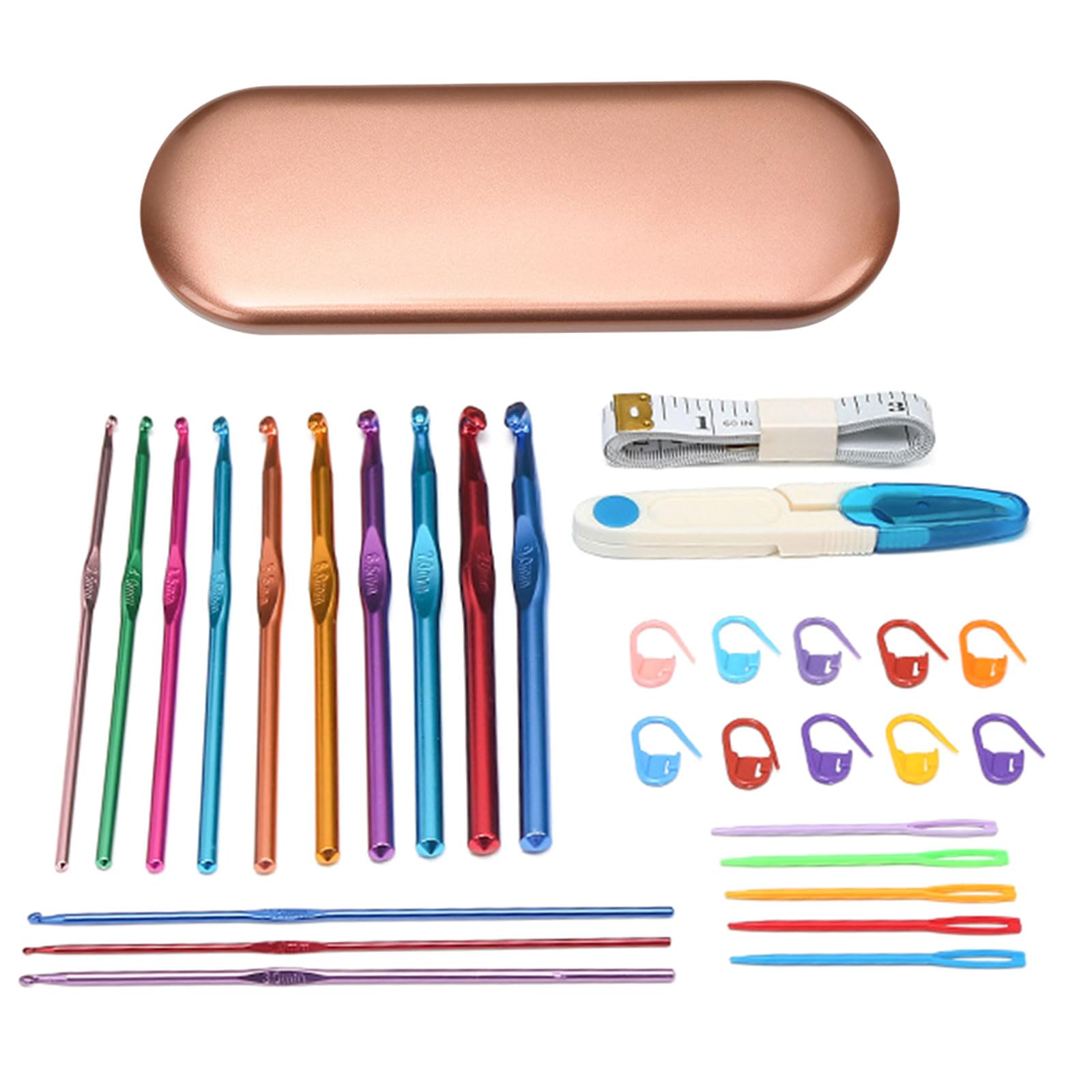 Nucelit 30 Pieces Portable Crochet Starter Kits Beginners Crochet Kits Yarn and Hook Set for Making Bag, Gloves Needle Set with Case Needle for Yarn Beginner