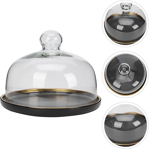 Miniatura 8 de DOITOOL Soporte de cristal para tartas con tapa, cúpula de cloche redonda transparente con bandeja de cerámica, cubierta de bandeja de vidrio para