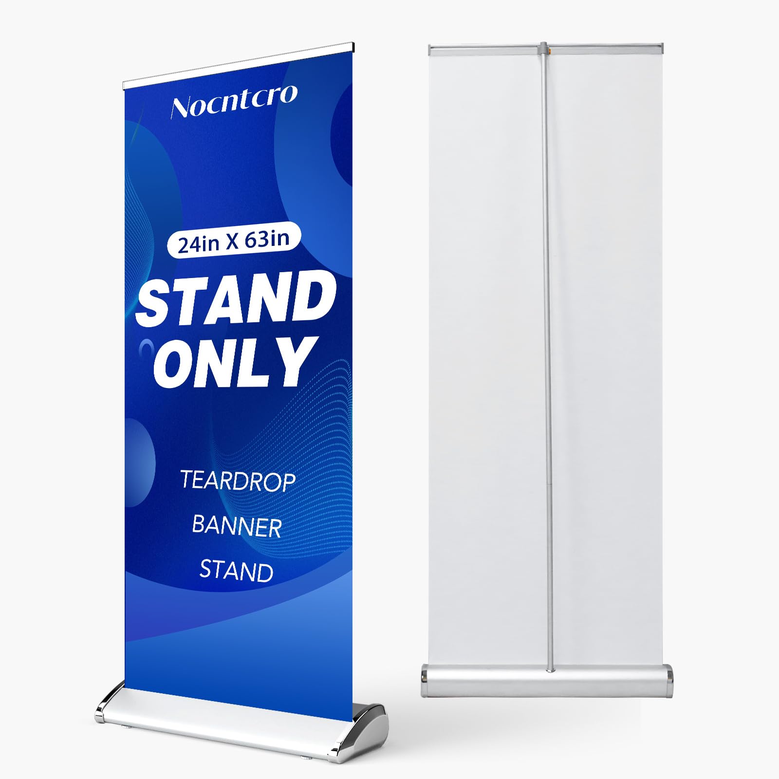 Retractable Banner Stand - 24x63 Inch, Aluminum, Water Drop Base, Includes Canvas Bag, Ideal for Trade Shows & Displays