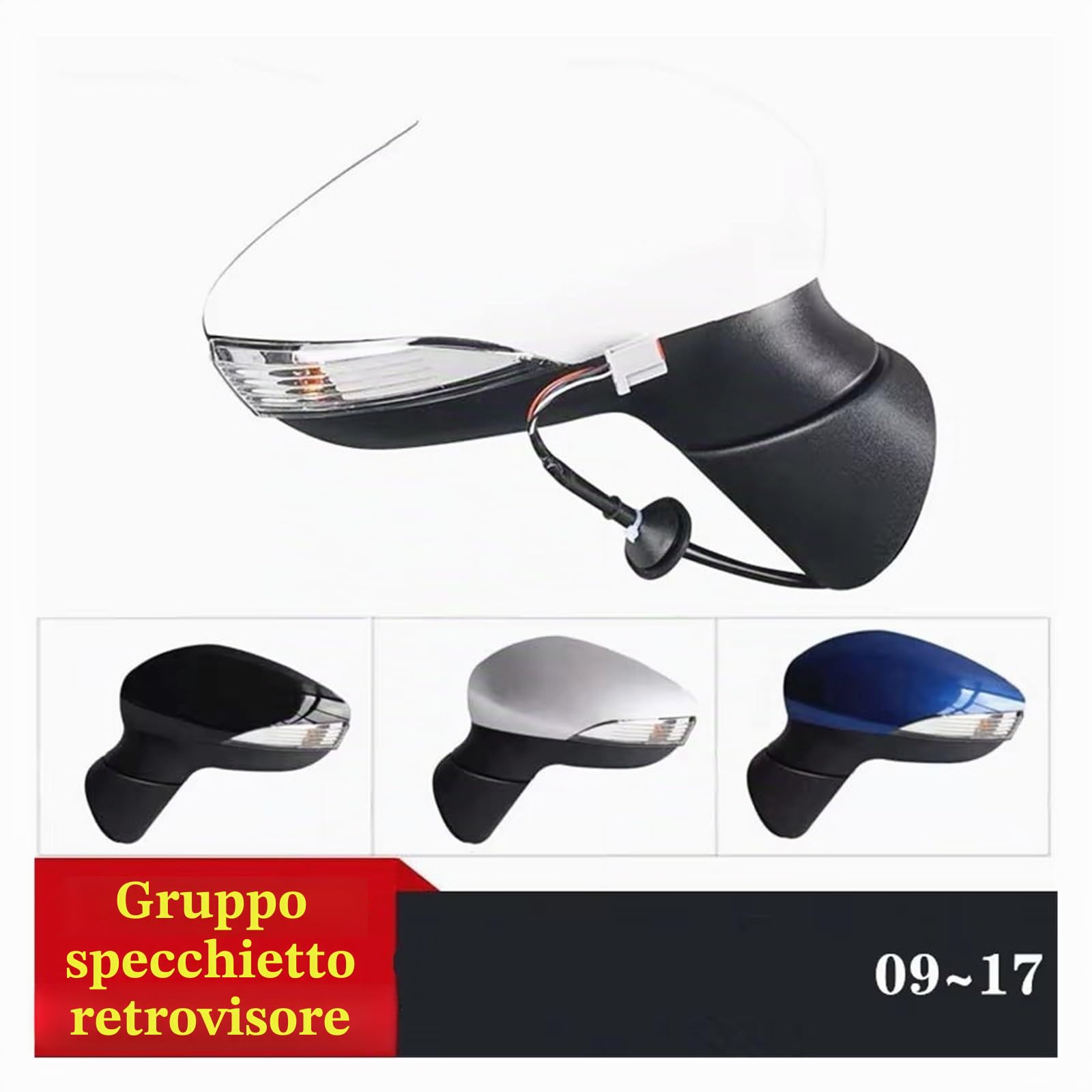 Specchio Per Ford Per Fiesta Mk7 MK8 2009 2010 2011 2012 2013 2014-2017 Specchietto Retrovisore Laterale Elettrico Completo Portiera Specchietto Retrovisore Esterno(Silver-Right Side)