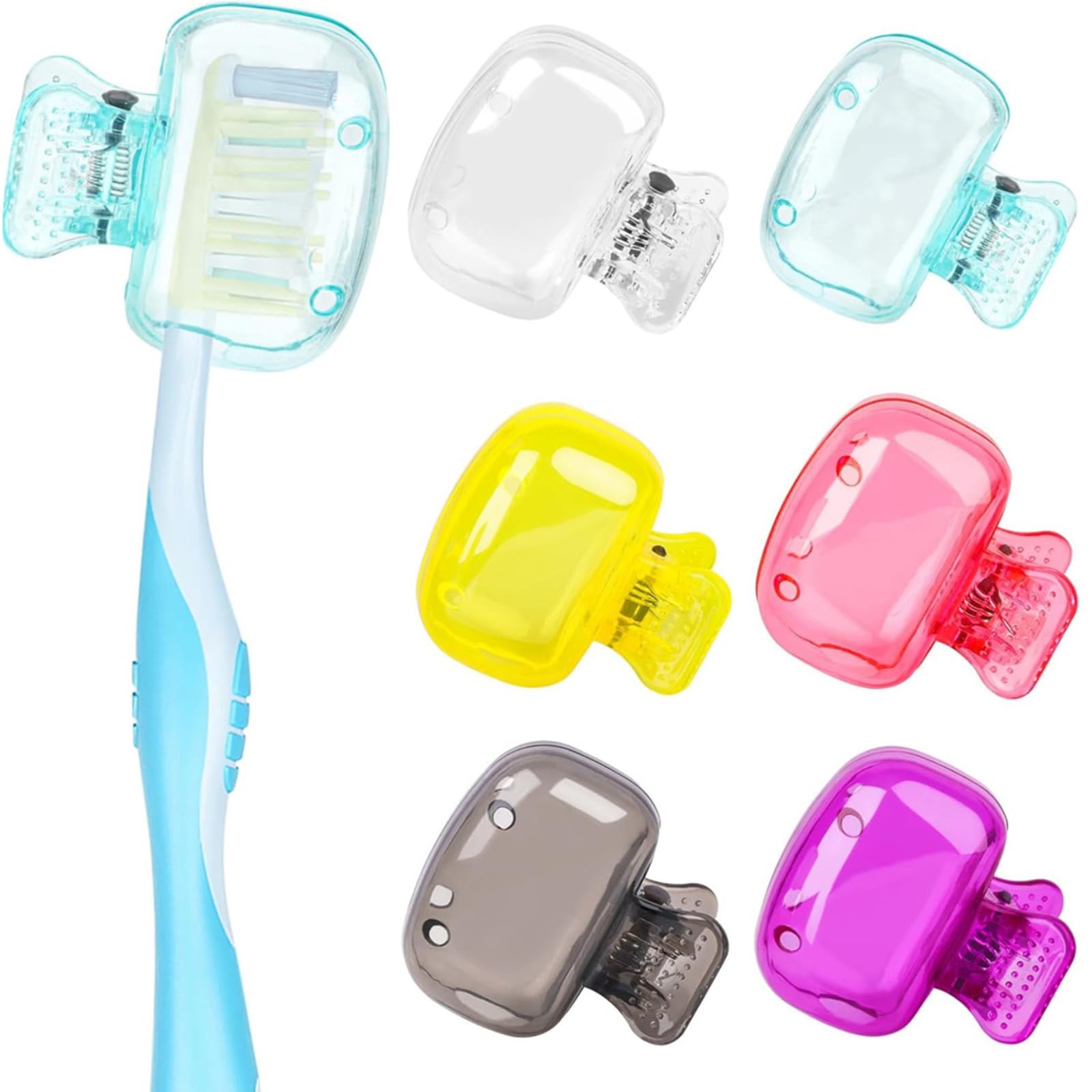 Travel Toothbrush Head Covers Cap, 6 Pack Toothbrush Protector Brush Pod Case Portable Toothbrush Protector Toothbrush Storage Head Cover for Household Travel, School, Bathroom, Camping