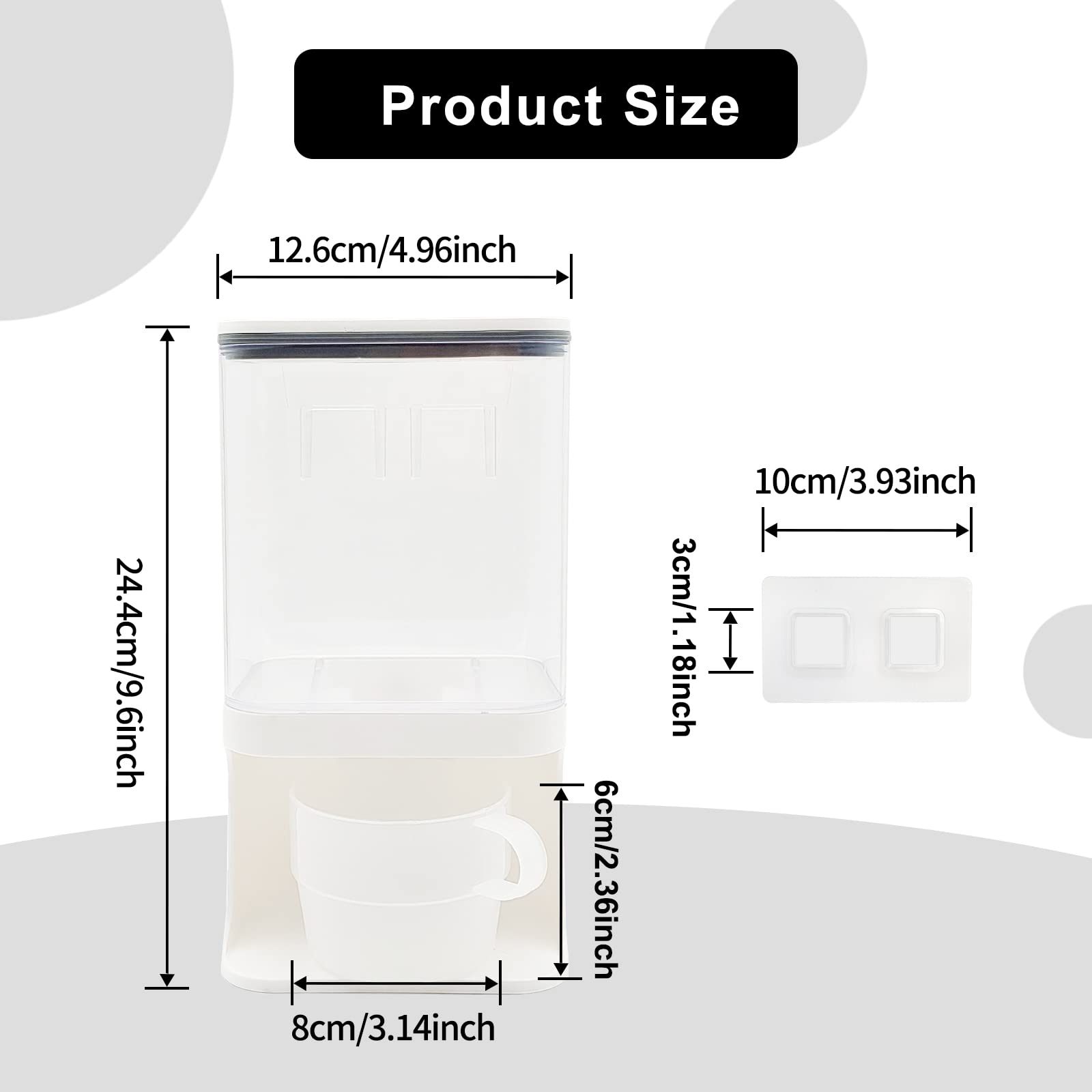 Dispensador de detergente para cuarto de lavado, dispensador de detergente para ropa de pared con soporte para tazas de espiga, adecuado para perlas de jabón, potenciadores de aroma de arroz