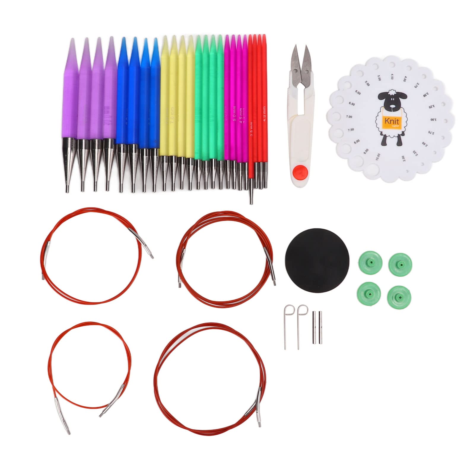 FLEXMAN 12 par Okrągłych Drutów do Robienia Na Drutach, 3,5 mm do 12 mm Wygodny Uchwyt Zestaw Ściegów do Swetrów Z Etui, Aluminiowe Igły ​​Robienia Na Drutach O Długości 4,7 Cala (12 zestawów