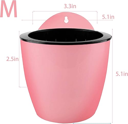 Miniatura 5 de Paquete de 7 macetas de plástico con riego automático para colgar en la pared, tamaño de 5 pulgadas con 7 ganchos de repuesto para plantas, flores,