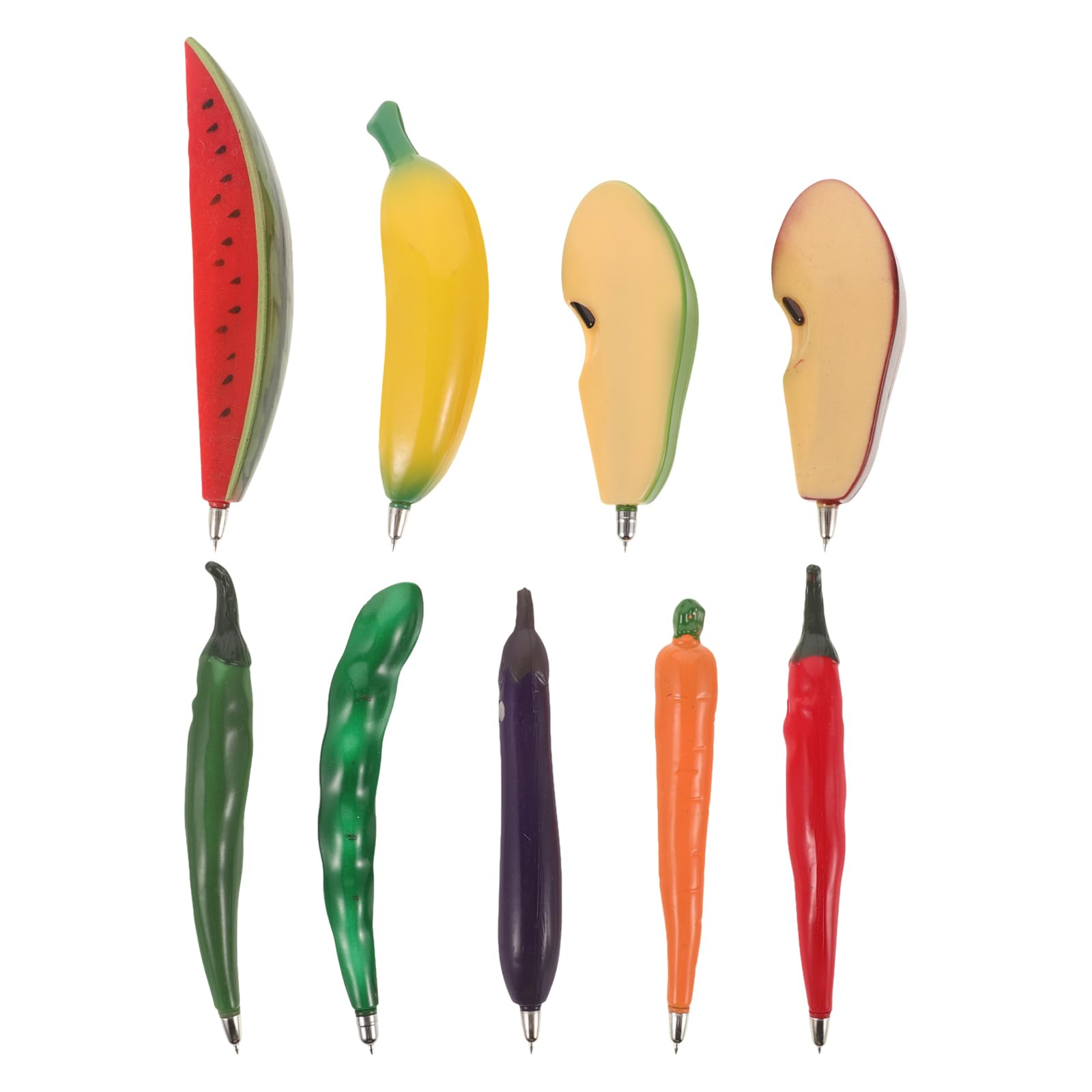 NUOBESTY 9Pcs Fruit Shaped Ballpoint Pens with Refrigerator Stickers Creative Smooth Writing Pens for Students Party School Office