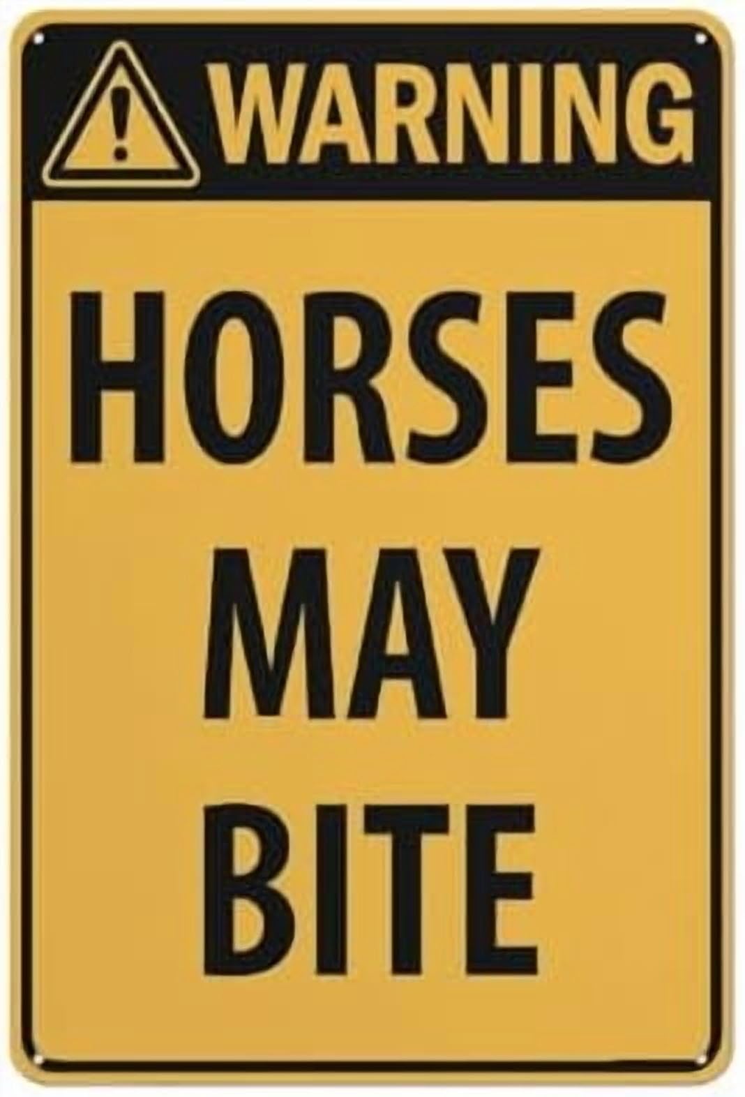 (2-Pack) Warning Metal Tin Sign Horses May Bite Sign 8"X12" Rust Free Signs Outdoor, Sign For Home, Business, Yard