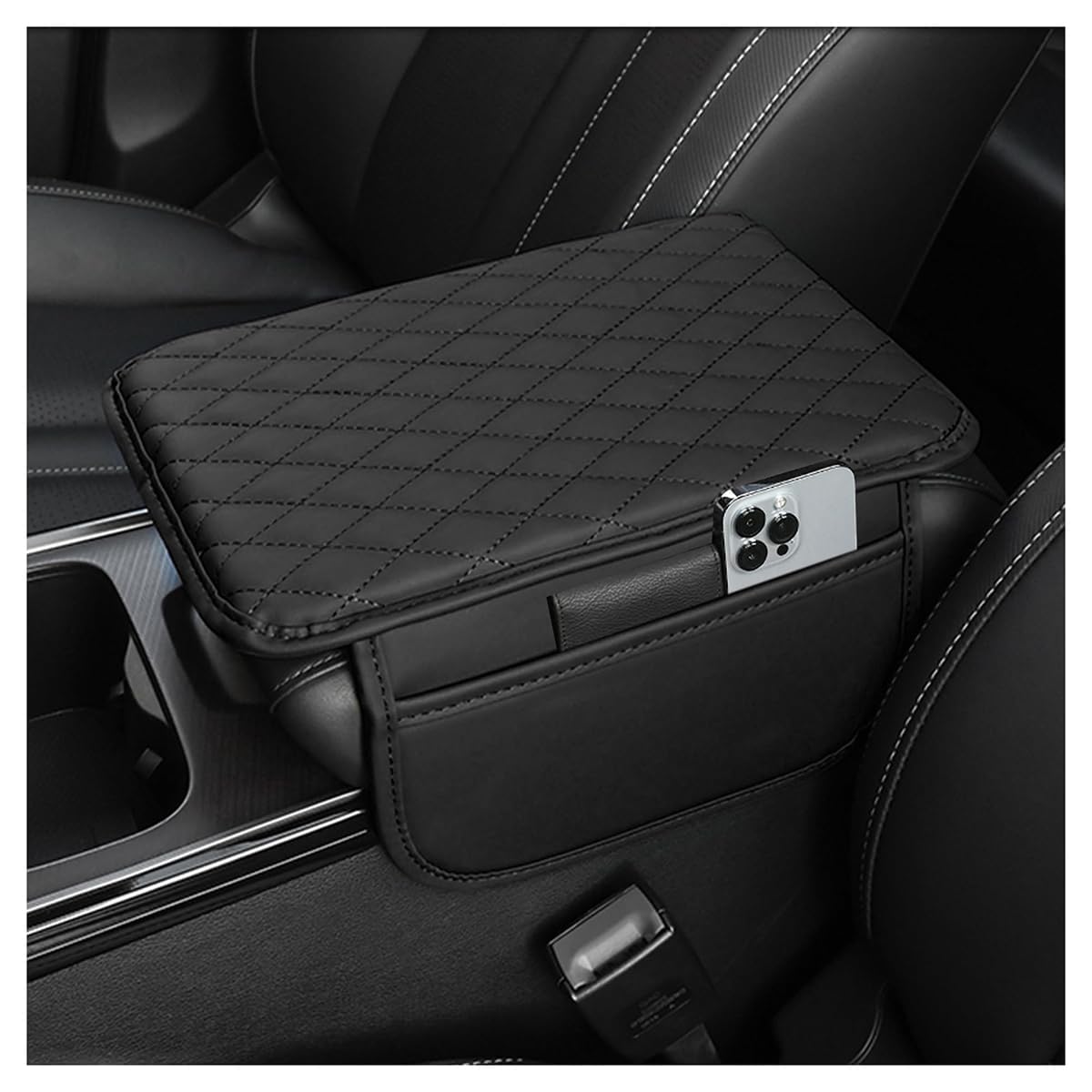 LMSUTG Car Armrest Box Pad for Toyota Grand Highlander 7 Seater 2024 2025,Water Proof Comfortable Beautiful Armrest Pad Available All Seasons