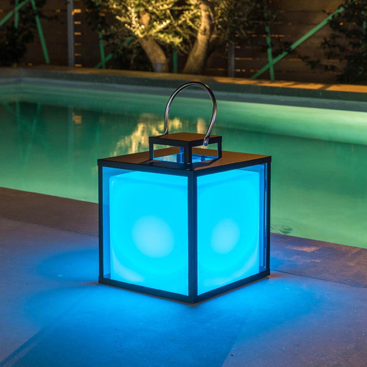 Luminaire à poser en métal bleu nuit de 35 cm de hauteur BRUNE