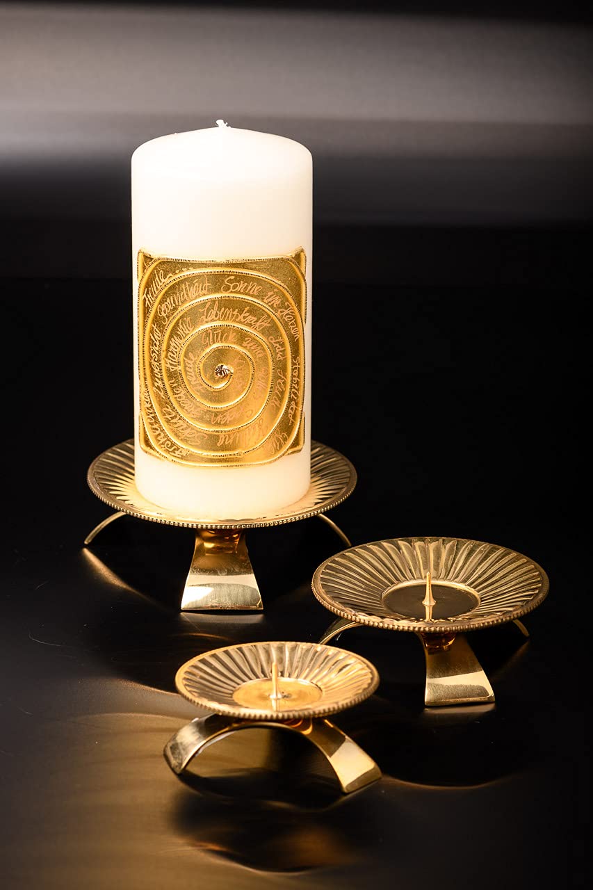 Candelabro Tres Patas NKlaus 11.5 Cm - Latón Niquelado Mate, Con Pincho, Plata