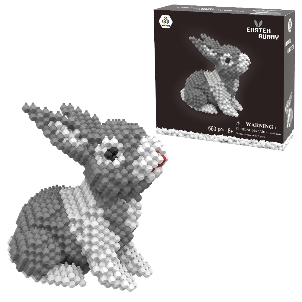 KADELE Easter Bunny Building Animal Sets, Extremely Challenging STEM Building Blocks Decor for Adults Kids, Micro 3D Educational Toys for Boys Girls