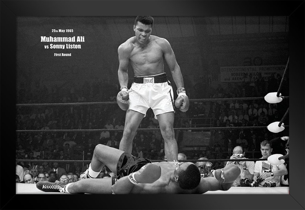 Ali vs Liston First Minute Round Knockout Fight Boxing Photo Sports 20x14 inches Black 34249