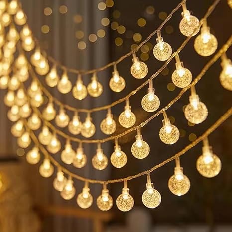 One94Store Crystal Ball String Lights – 14 LED, 3 Meter Warm White – Decorative Waterproof Fairy Lights for Indoor/Outdoor, Garden, Diwali, Christmas, Wedding, Party & Festival Decoration Pack of 1