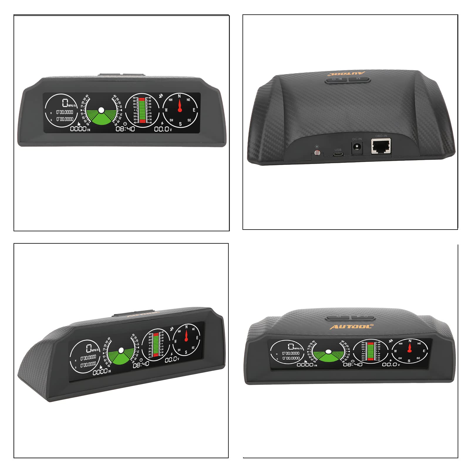 Accesorios Contador de pendiente, Abs Black Gps Inclinómetro Pmh Kmh Inclinómetro Hud Pitch And Tilt Angle Display Compás Speed Monitor Inclinómetro de Coche Instrumento Multifunción para Vehículos