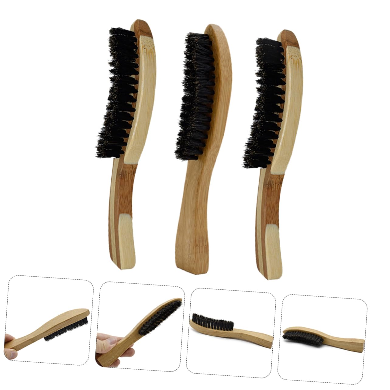 BELLIFFY Beard Maintenance Tool 3-piece Wooden Beard Brush and Comb for Men's Shaving and Beard Care Dandruff Prevention Random Style