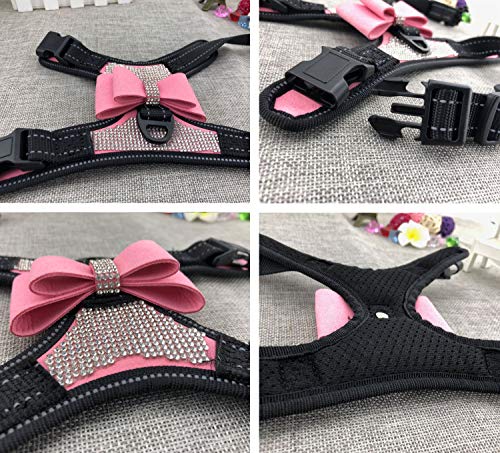 Newtensina Fliegen Hundegeschirr mit Diamante - Rosa - L