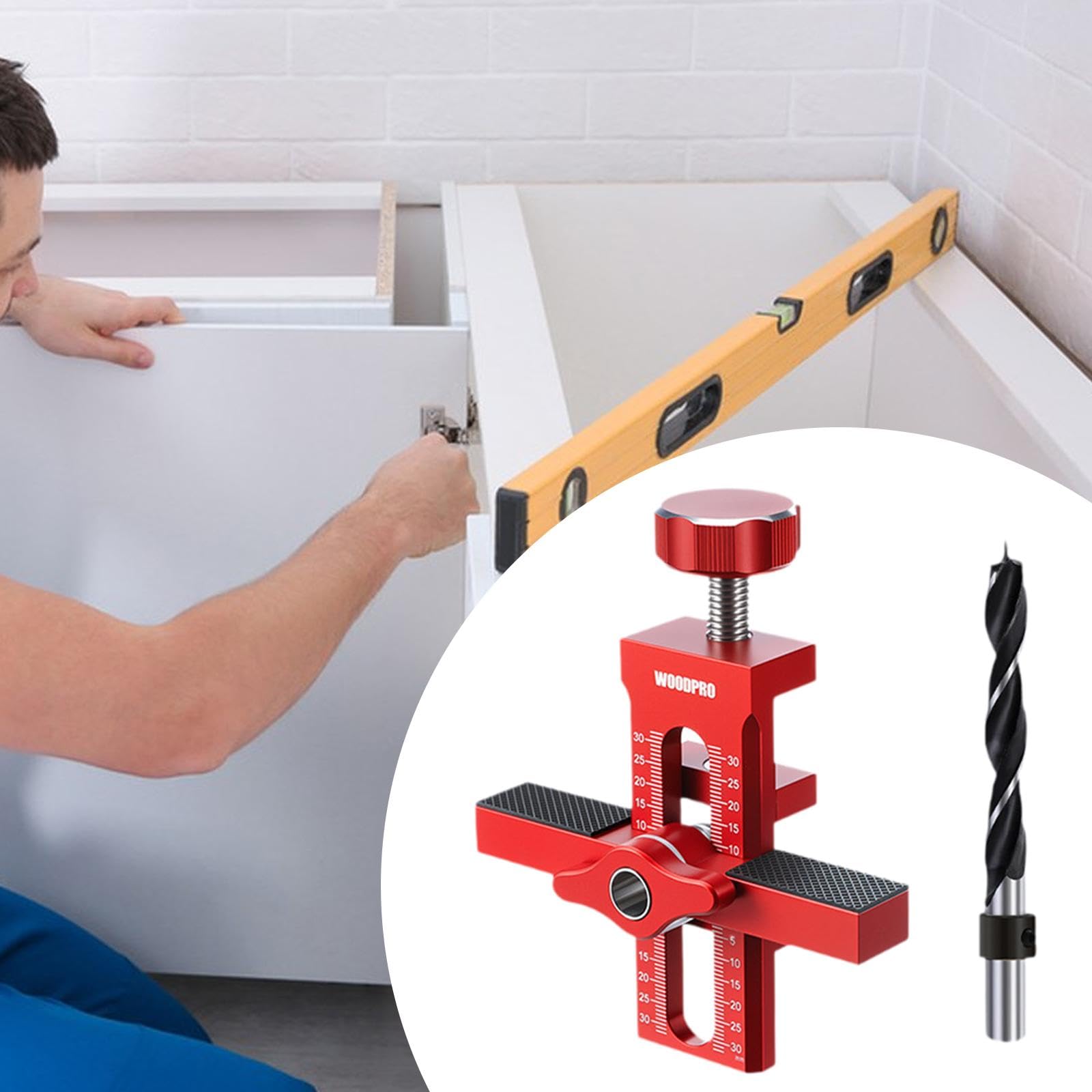 MagiDeal Gabarit d'Installation Bras de Support Armoire Outil Charnière Poignée Réglable Perceuse