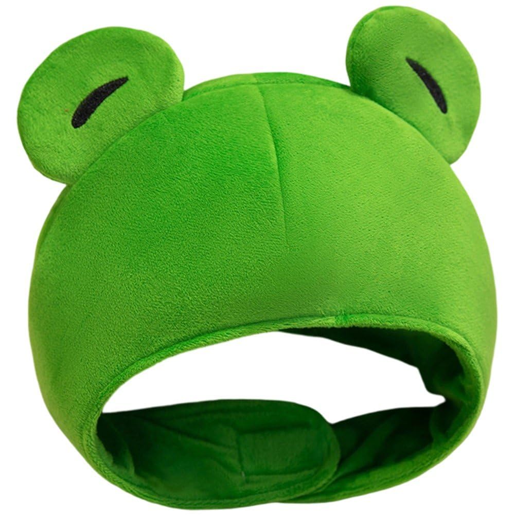 Sslvya Plush Frog Hat Frog Cap Funny Hat for Halloween Novelty Party Dress Up Cosplay Headgear for Adults Party Headwear Photo Props