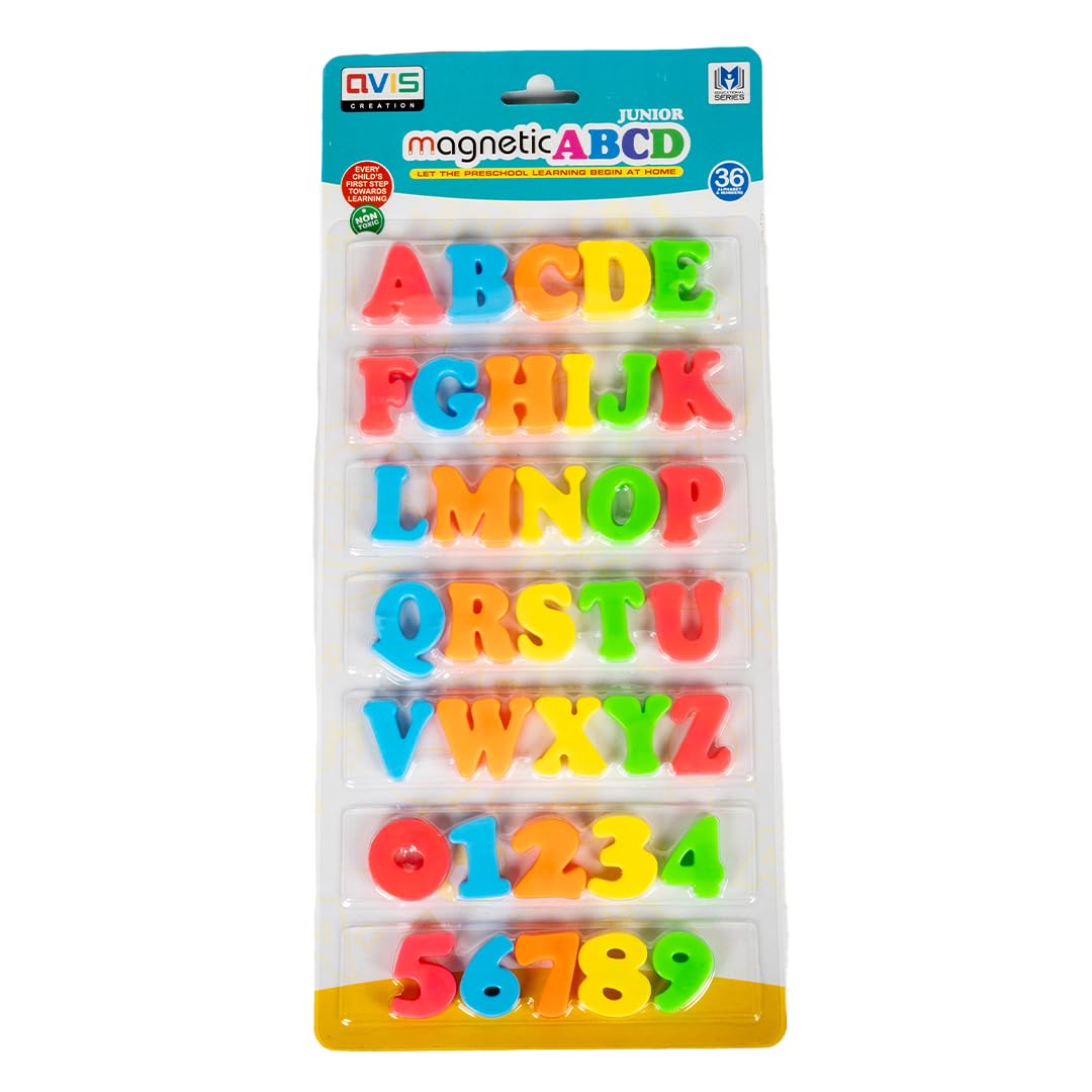 Avis Junior Magnetic ABCD Capital Letters & Numbers Fridge Magnets 36 Pcs Educational Learning Toys for Kids 1 + Year Old 2