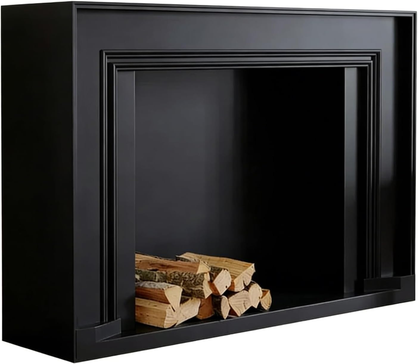 Fireplace Mantel Surround Modern Fireplace Mantel Decorative Surround with Solid Wood Base(Black,Small)