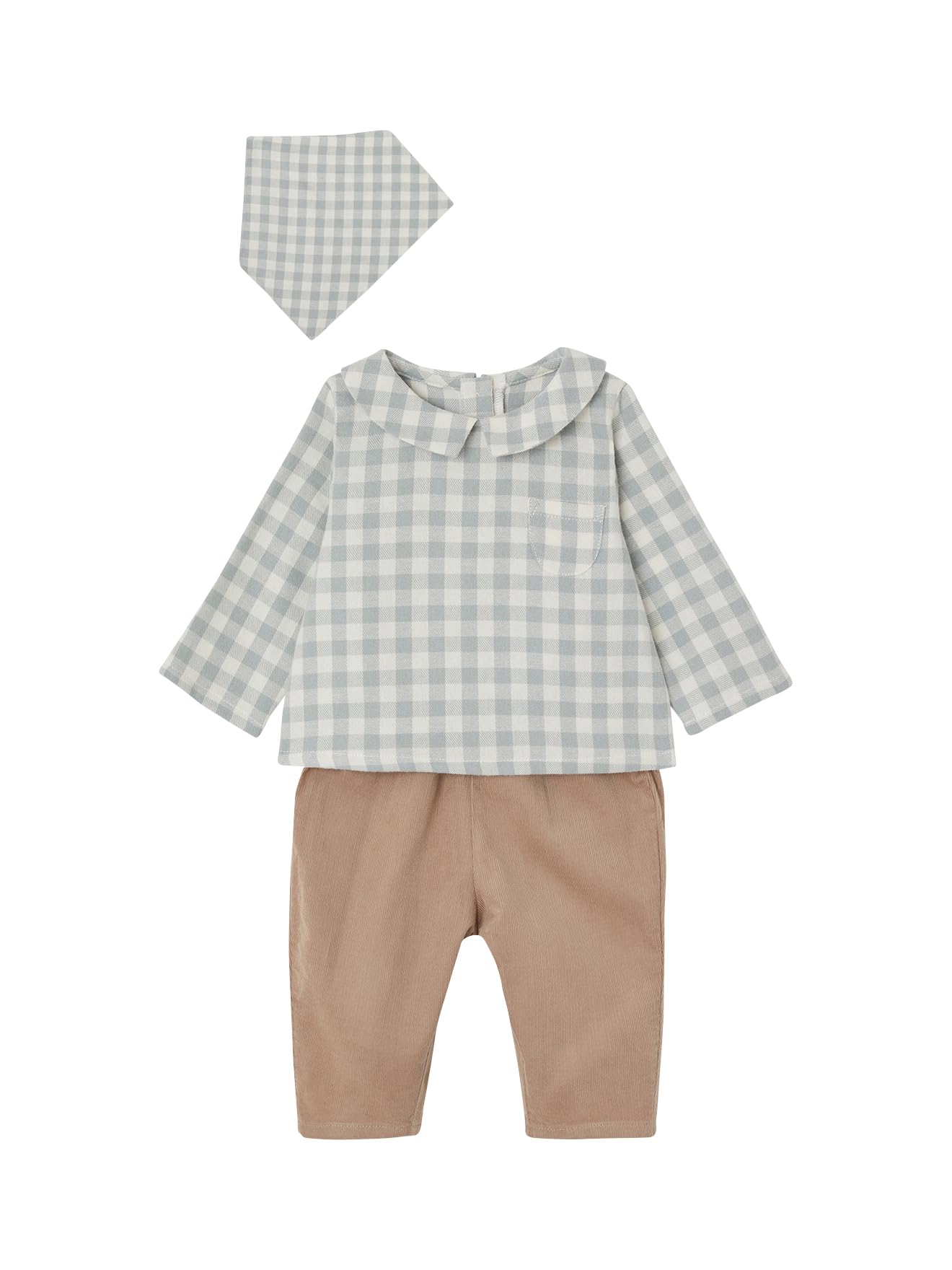 Vertbaudet Baby-Set: Hemdbody, Cordhose & Halstuch
