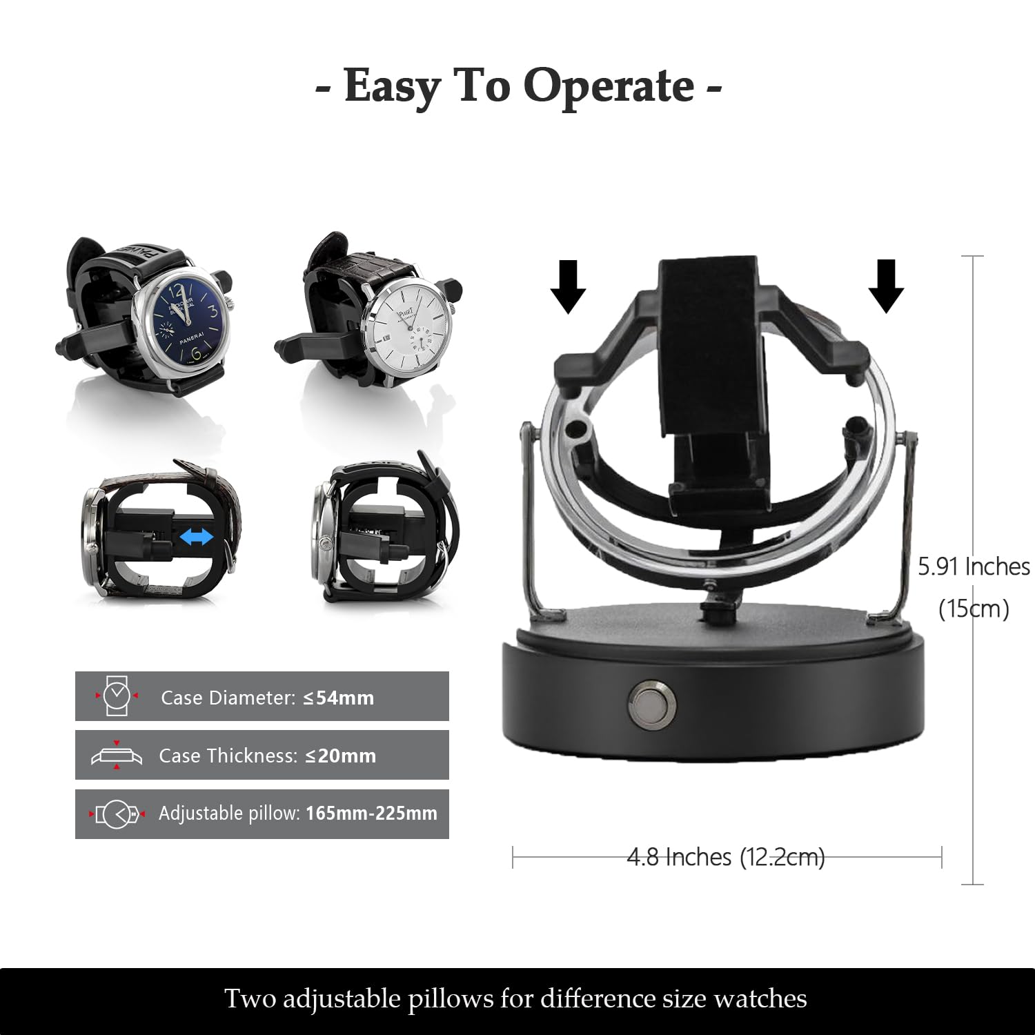 Orbit Remontoir automatique pour homme Boîtier unique pour montres Rolex et mécaniques Noir