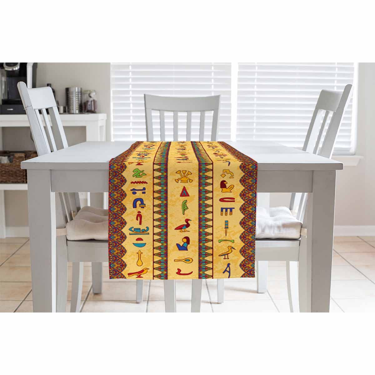 Amazon｜HOSNYE テーブルランナー カラフル 古代エジプトヒエログリフ