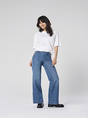 ONLY Womens Female Jeans Mit Weitem Bein Hohe Taille Beinschnitt Onlmadison Hw Button Wide DNM Gen769Noos, Medium Blue (Medium Blue Denim), 30W / 32L UK - 2