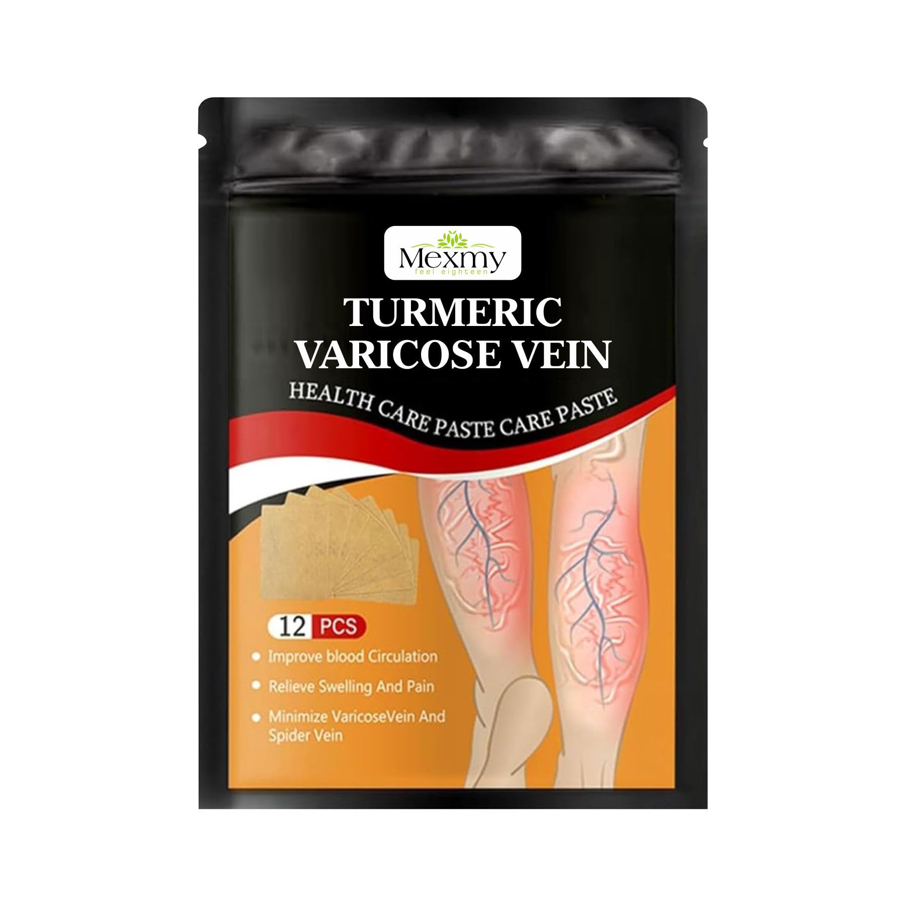 Mexmy Varicose Veins Patches Dredge Vein Smoothing Varicose Veins Reduce Swelling Relieve Pain Instant Relief From Muscular Pain Improve Blood Circulation Skin Friendly (12pcs)(Pack Of 1)