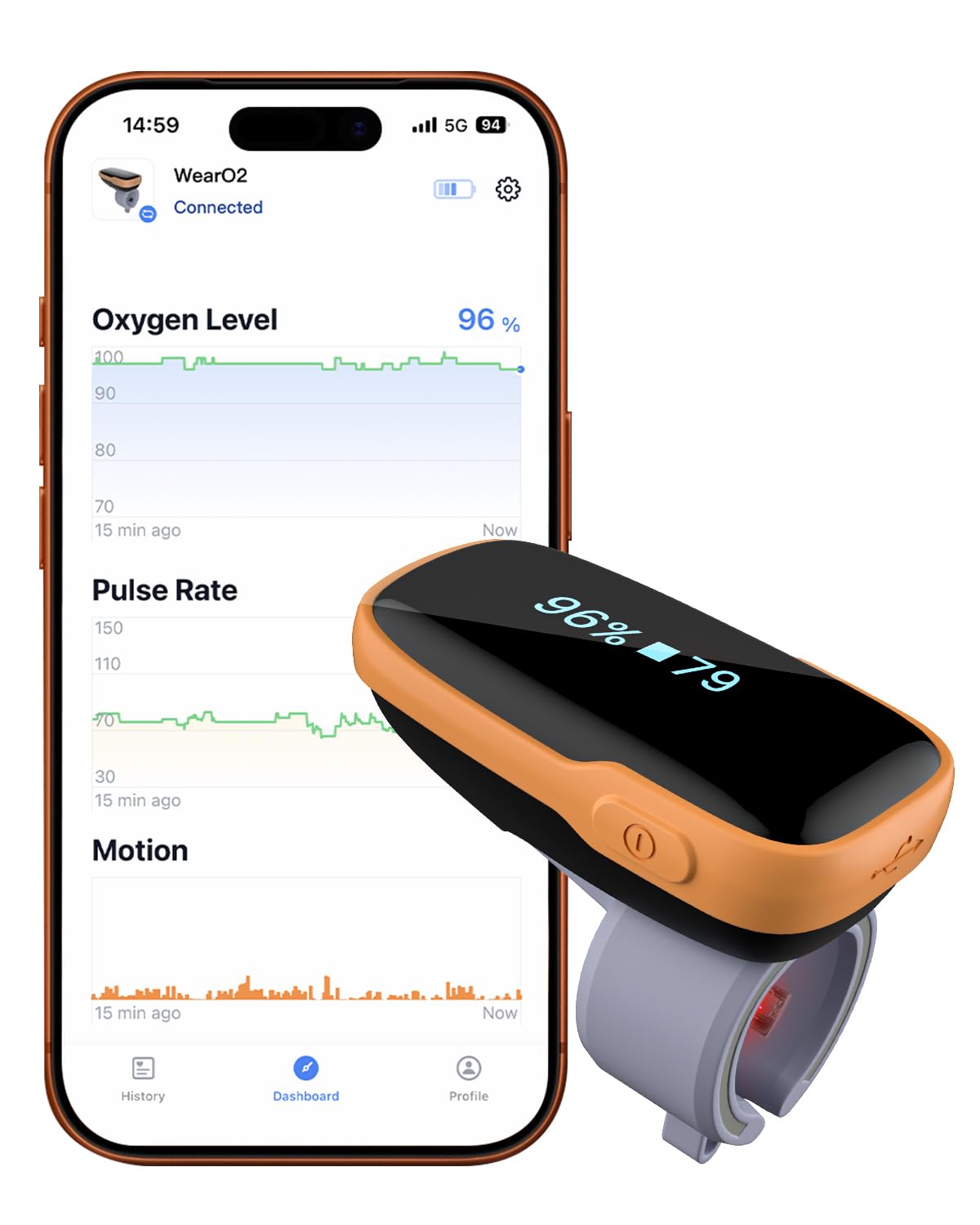 bluetooth blood oxygen monitor with notification and app