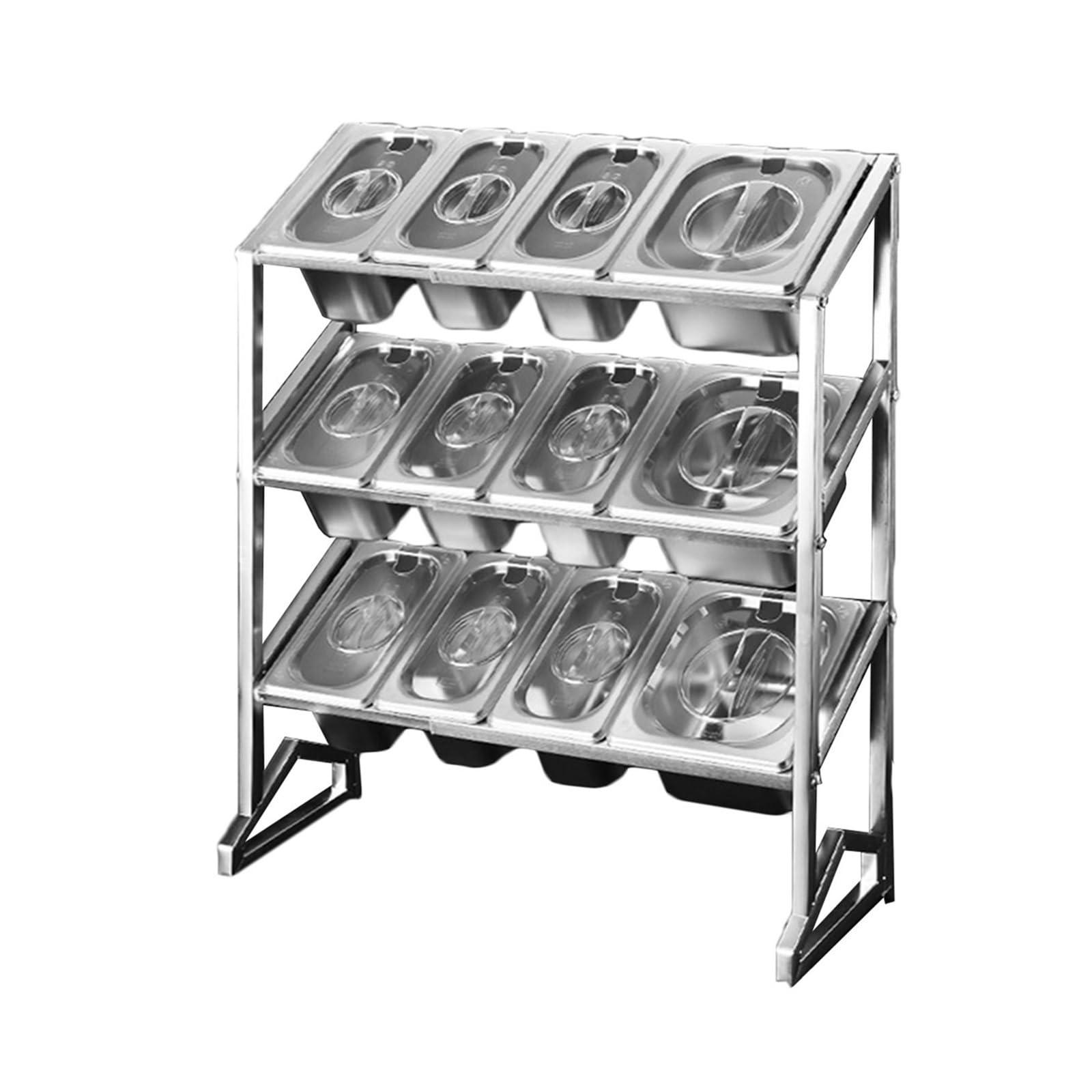 Estante de especias de pie de acero inoxidable de 3 filas con cubierta transparente, 15 sartenes para encimera, organizador de compartimentos retráctiles, múltiples condimentos, plateado