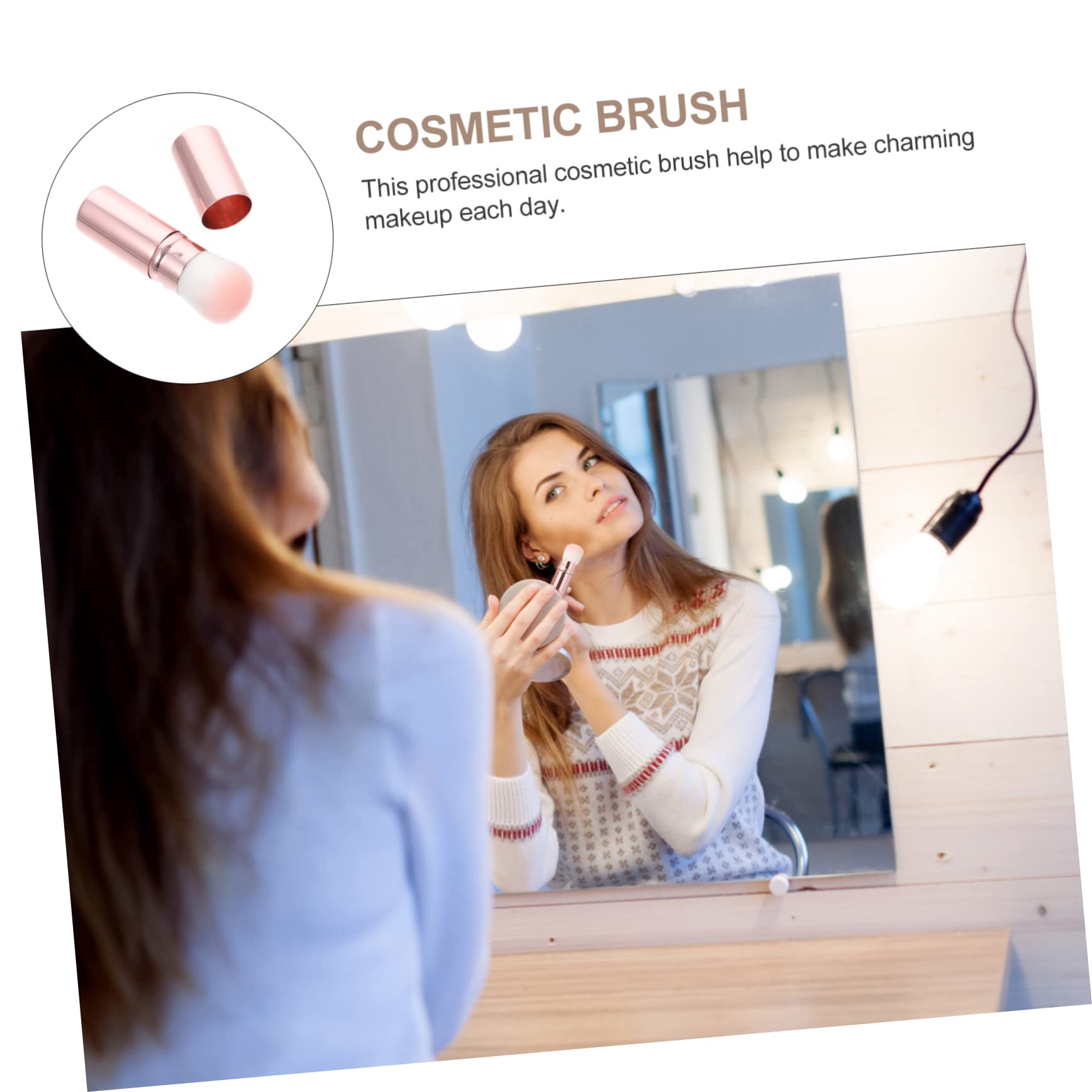 BESTYASH 1Pc Retractable Blush Brush for Women Portable Makeup Tool for Foundation and Blush Application Soft Bristles Multi Purpose Cosmetic Brush