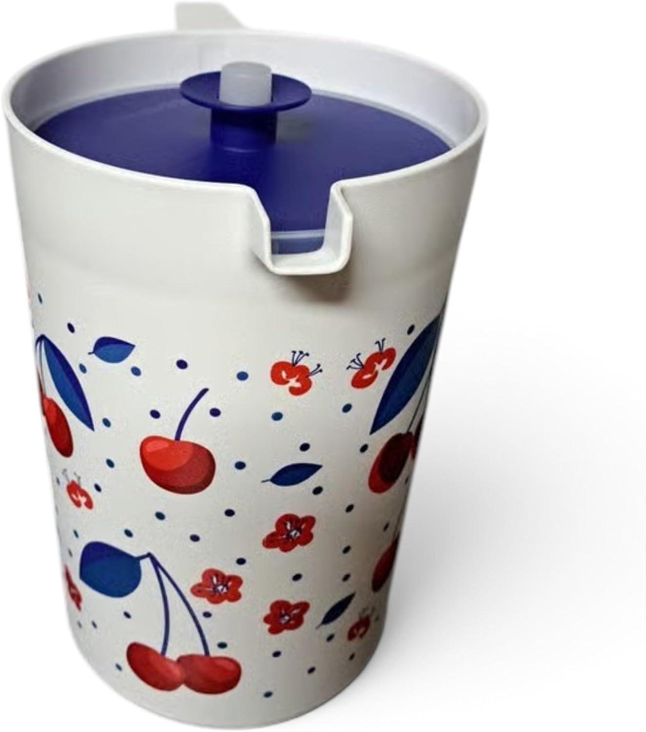 Tupperware Classic 2 Quart Pitcher White with Cherries Pattern