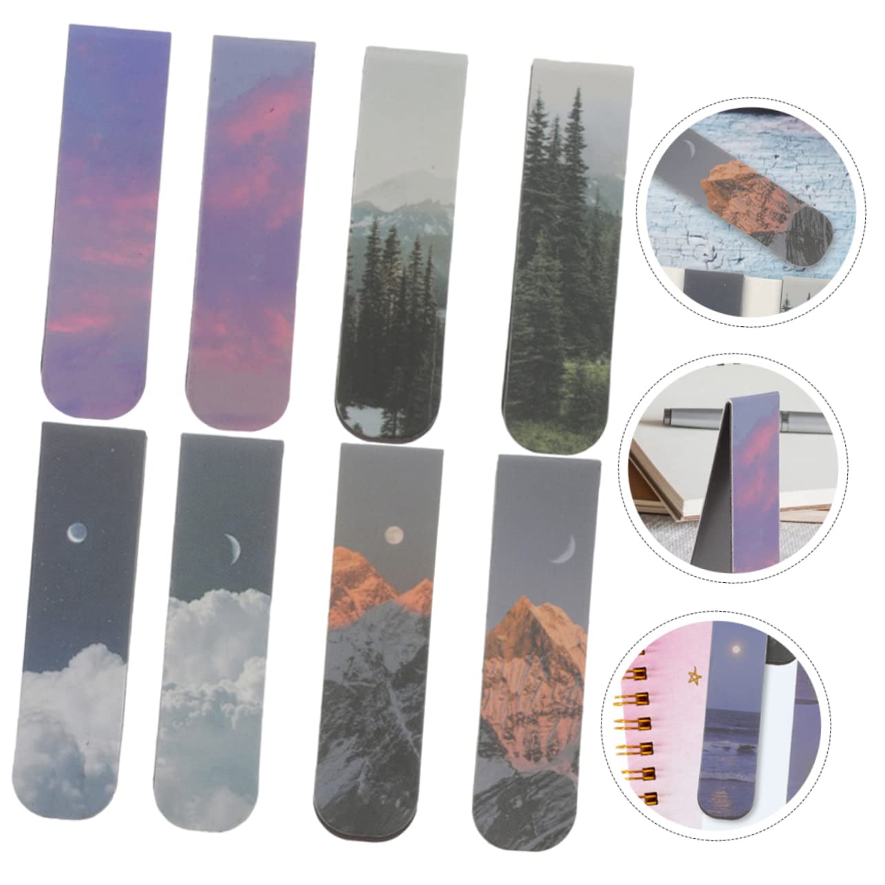 Marcador Magnético De Paisaje Marcapáginas Marcadores De Libros Bookmark Imán Pluma Magnética Pegatina Marcador De Página Clips De Página De Libro Magnético 8 Piezas X 4