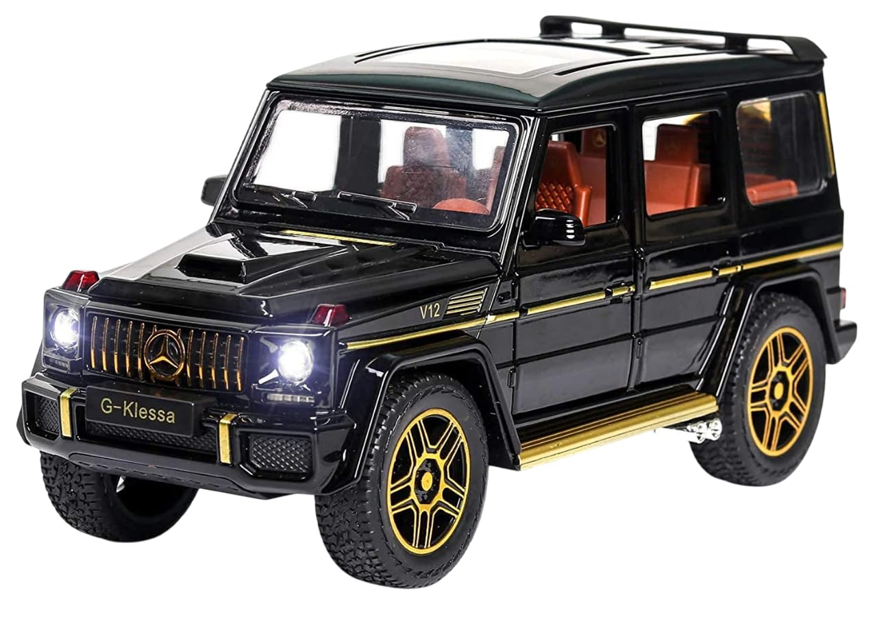 Magicwand® Die-Cast Metal 1:24 Scale AMG-G65 Car【Large】【Colors as Per Stock】 with 6 Openable Doors,Music,Lights & Pull Back Action【Pack of 1】