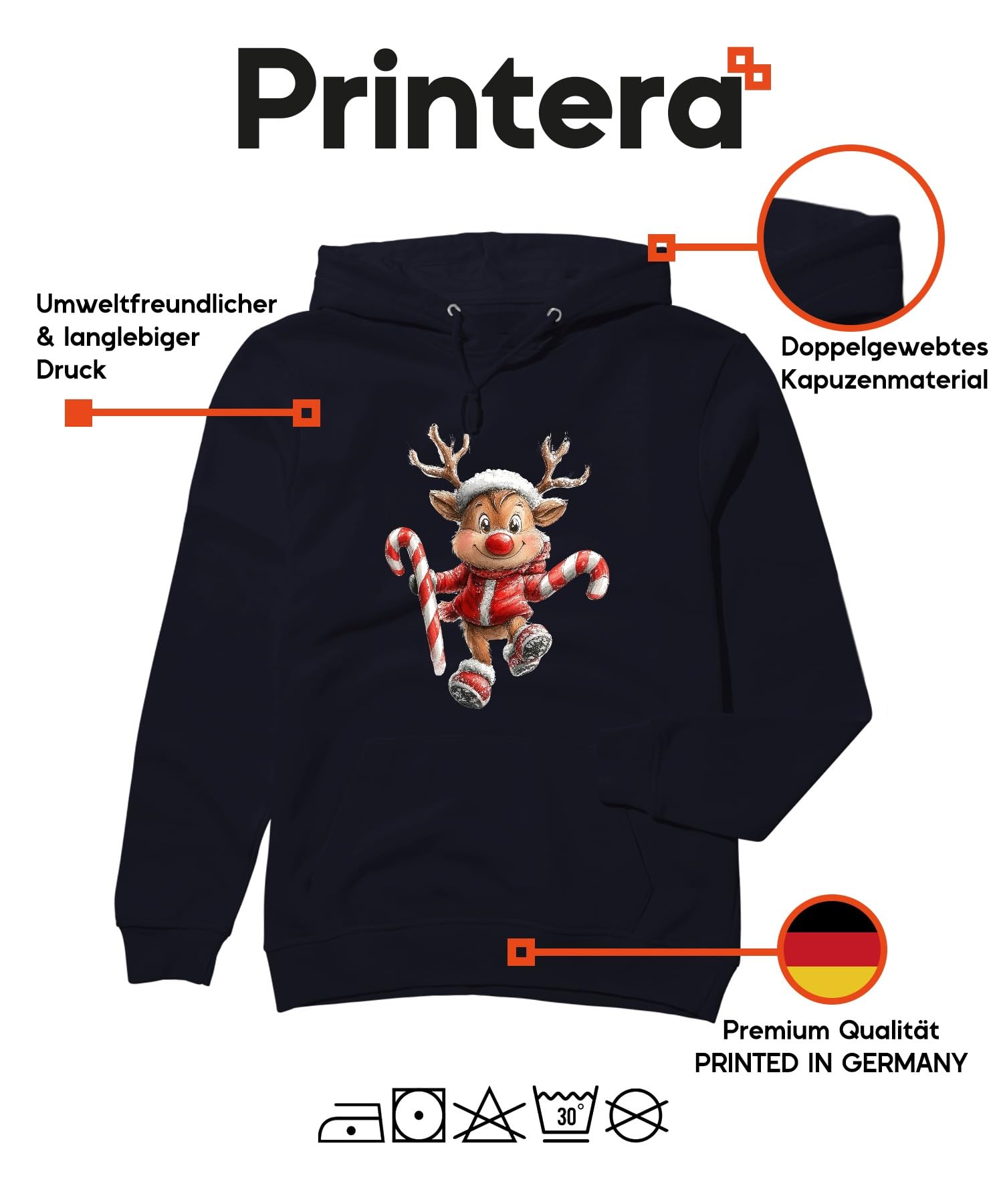 Świąteczny renifer czerwony nos zabawny prezent dla dzieci retro unisex bluza z kapturem bluza z kapturem