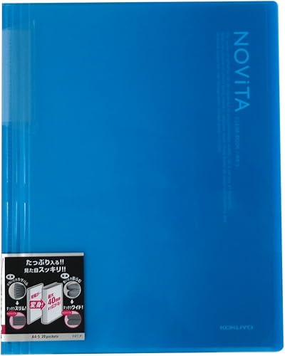 Kokuyo Novita , libro transparente expandible, libro de exhibición, carpeta de presentación con fundas de plástico encuadernadas con 20 bolsillos,