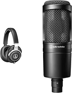 Audio-Technica M70x Professional Studio Headphones for for studio mixing and tracking, FOH, DJing & AT2020 Cardioid Condenser Microphone (XLR connection), Black