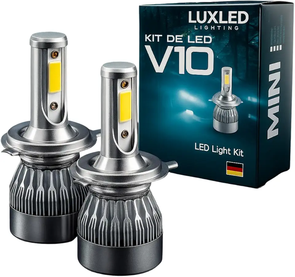 Kit Lâmpada para Farol e Milha Super LED V10 20000 Lúmens, 30W, 6500K Super Branco, 12V, Plug and Play com LED Chip CSP (H4)