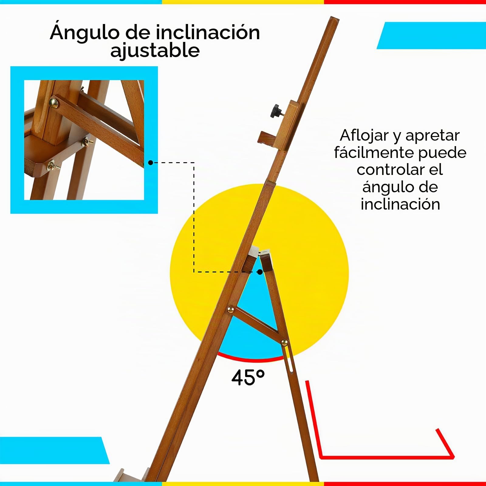 MEEDEN Caballete de Arte en Madera Para Pintura: Caballete de Exhibición de Madera de Haya Maciza Soporta Lienzo Hasta 110 cm - Caballete Ajustable de 145-193 cm para Adultos Estudiantes - Nogal