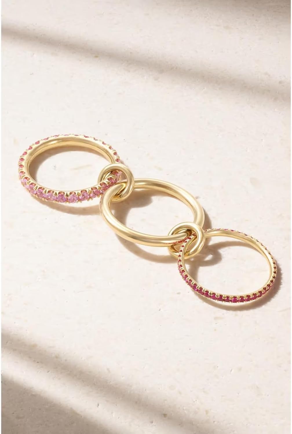 Stackable Pink Topaz Rings for Women – 18K Gold Plated 925 Sterling Silver Ring Set, Dainty Fashion Jewelry, Sizes 6 to 9