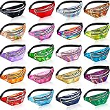 Tessco 20 Pieces Holographic Fanny Pack Bulk 80s 90s for Women Shiny Waist Pack Metallic Color with Adjustable Belt Activities, Stylish Style