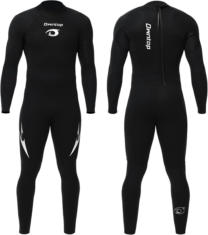 Owntop Unisex Neoprén Búvárruha 3/2 mm - Teljes Testű Vízálló Ruha Szörfözéshez, Úszáshoz, Búvárkodáshoz - Nyúlékony, Cipzáras, Fekete