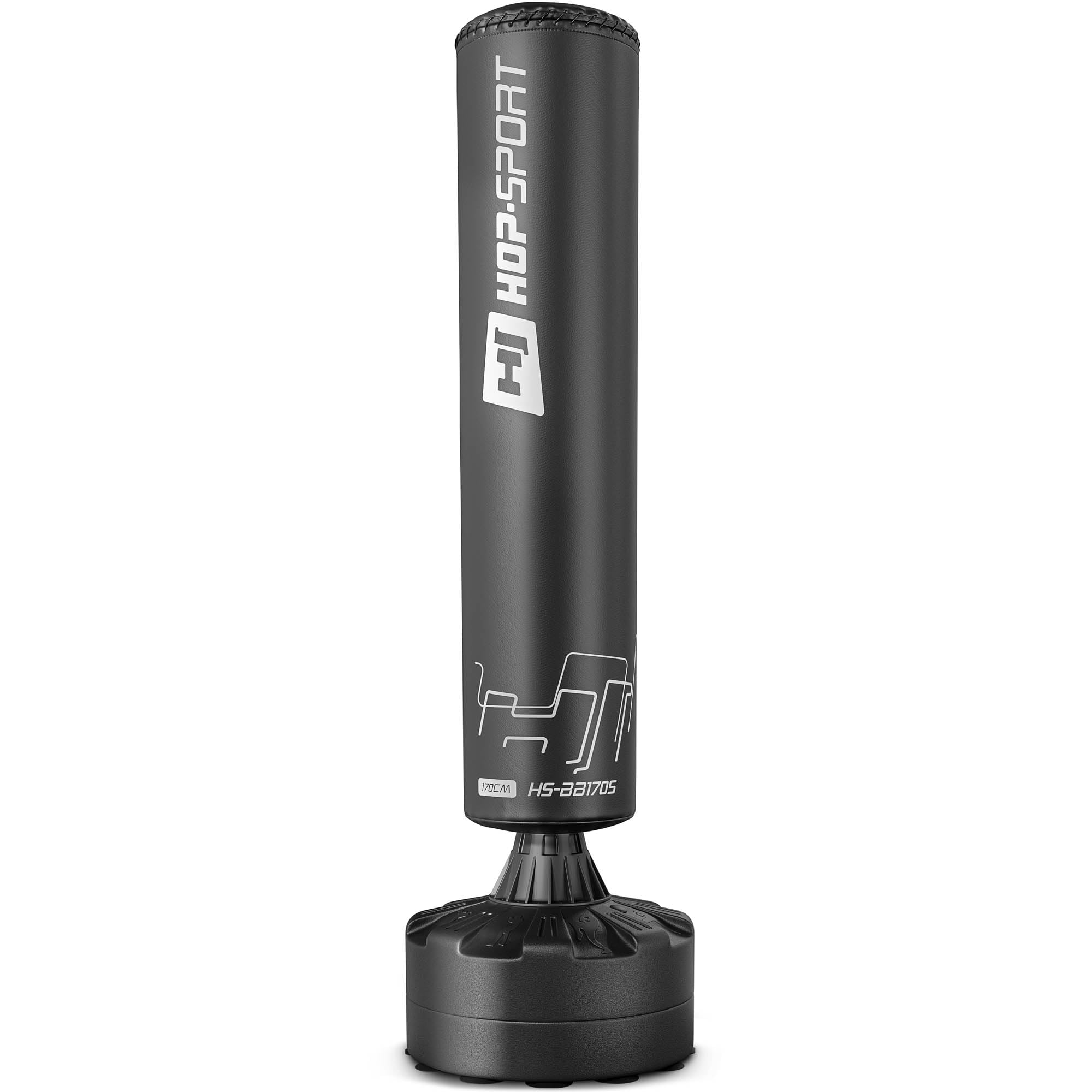 Hop-Sport Standing Punching Bag 170 cm – Freestanding Boxing Bag with Stable Base for Boxing, Kickboxing & MMA Training, Home Workout Heavy Bag