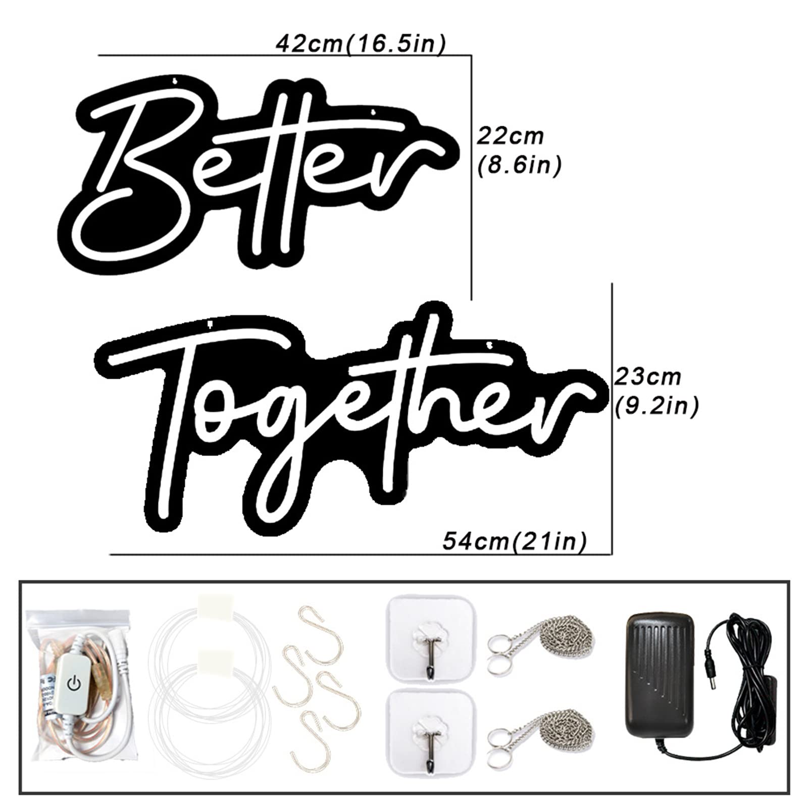 Better Together LED-Neonschild, Hochzeitsdeko, Lichter, Neonlicht, Schild, Zuhause, Schlafzimmer, Neonlichter, Schilder für Wanddekoration, LED-Hochzeitsschild,Warm Light