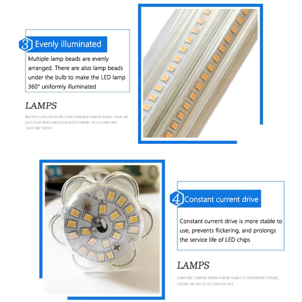 Paquete de 10 Bombillas Led Gx24Q con Base de 4 Pines, Cálido 3000 K, Fluorescente Compacta de 22 W para Ventilador de Baño, Campana de Cocina, Lámpara Enchufable de 6000 K, Ángulo/Warm Whit