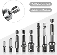 Vista 2 de 8 Pcs Drill Bit Adapter Impact Grade Socket Adapter Set Hex Shank Drill Nut Driver Bit Set Sizes 1/4", 3/8", 1/2-Inch for Screwdriver, Cordless