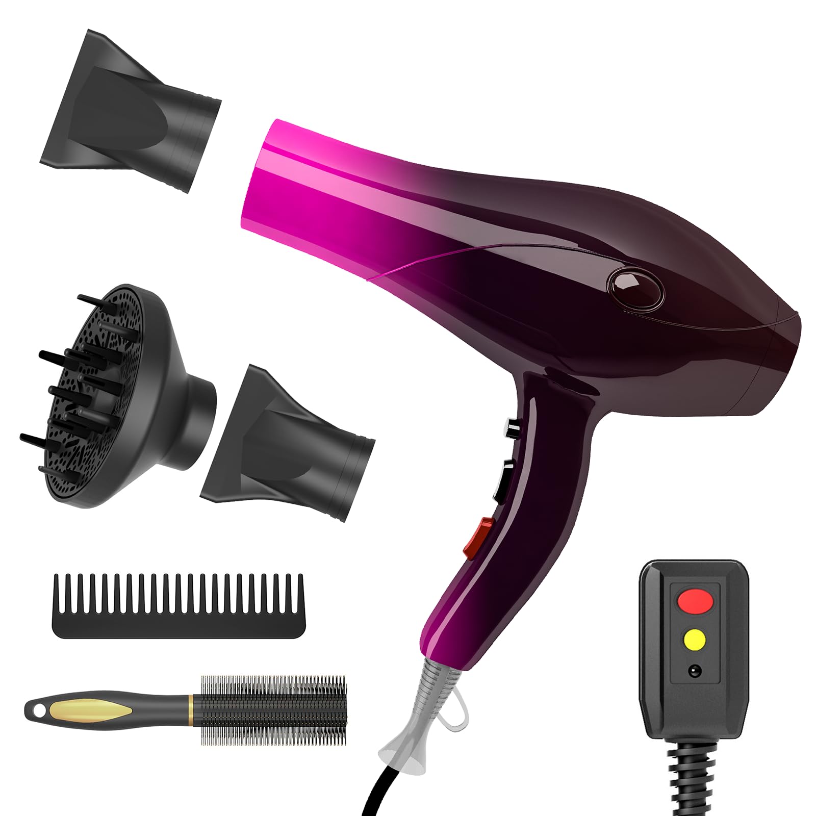 Ionic Hair Dryer,2400W Negative Ion Low Noise Hair Dryer Professional Fast Drying Hair Dryers with 2 Speeds, 3 Heat Settings, Cooling Button,with