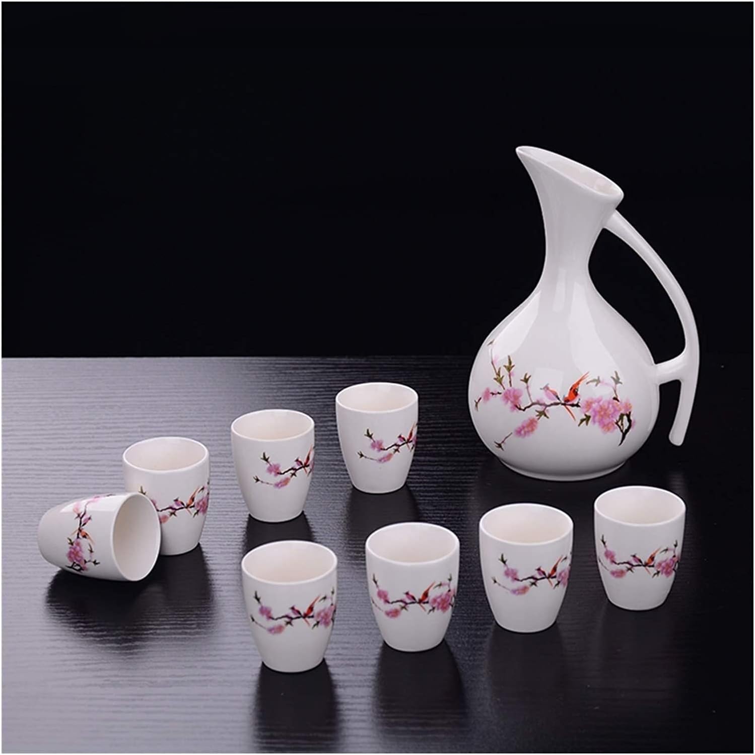 Sake Wine Set, Wine Glass,9Pcs Vintage Ceramic Sake Pot Cups Set Flagon Liquor Cup Spirits Cups Set Sake Wine Set,Home Decor