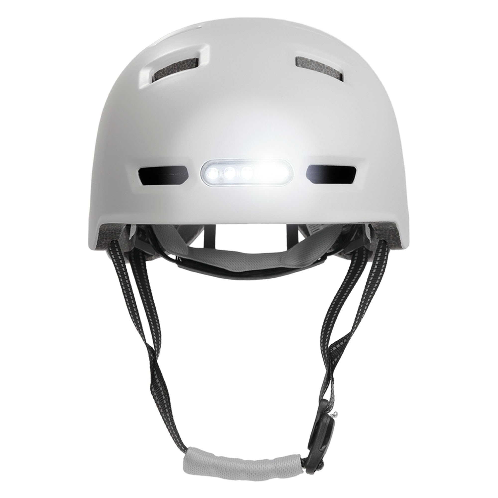 Crazy Safety Vertigo Casque De Vélo Blanc Mat Lumière Avant Et Arrière USB | Casque pour Trottinette, Skateboard, Rollers et Vélo BMX, Casque de Vélo de Ville pour Hommes et Femmes | M 54-57cm