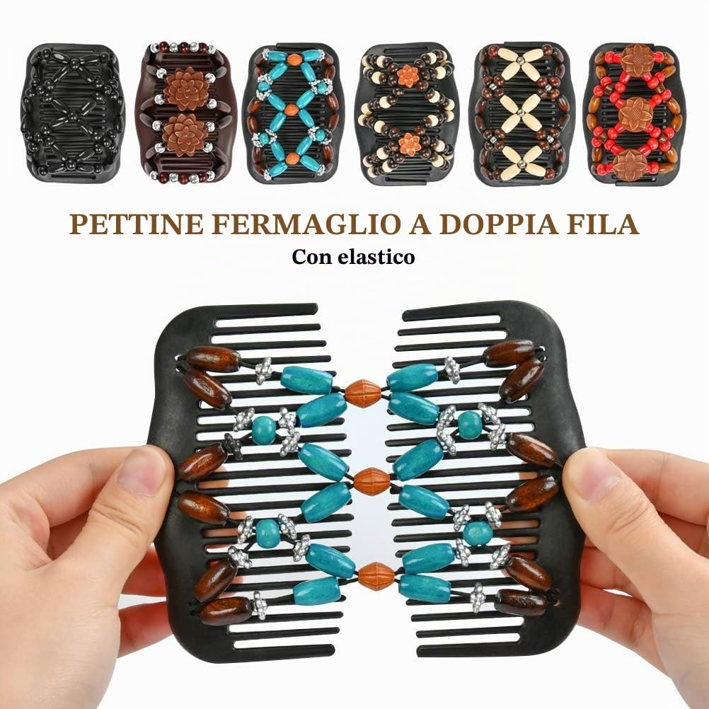 Fermagli a Pettine per Capelli 6Pzs TIMESETL Pettini per Capelli Fermagli per Capelli Elastici Fermacapelli da Donna Eleganti Pettine Elastico per Capelli Doppie Clip per Donne Accessorio per Capelli